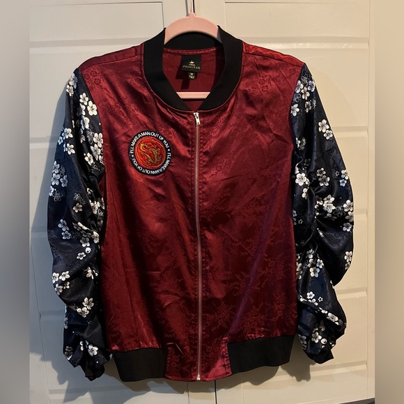 Disney Jackets & Blazers - Disney Red and Blue Floral Bomber Jacket